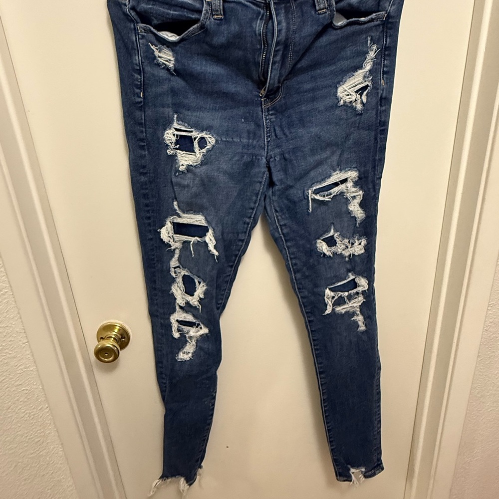 American Eagle Outfitters Ripped Blue Skinny Jeans